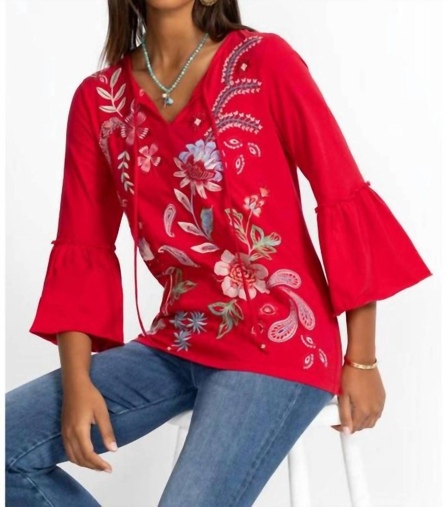 Johnny Was - Freyde Ruffle Sleeve T-shirt
