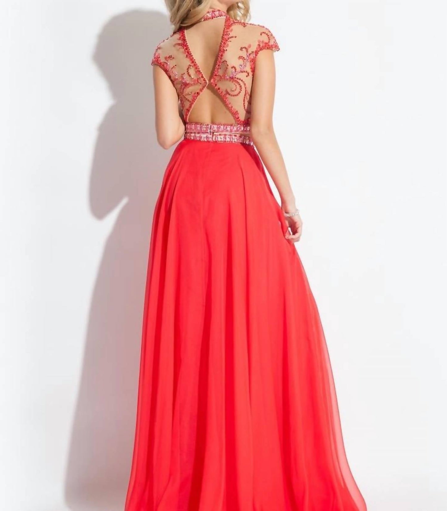 Rachel Allan - Two-piece Embellished Chiffon Gown