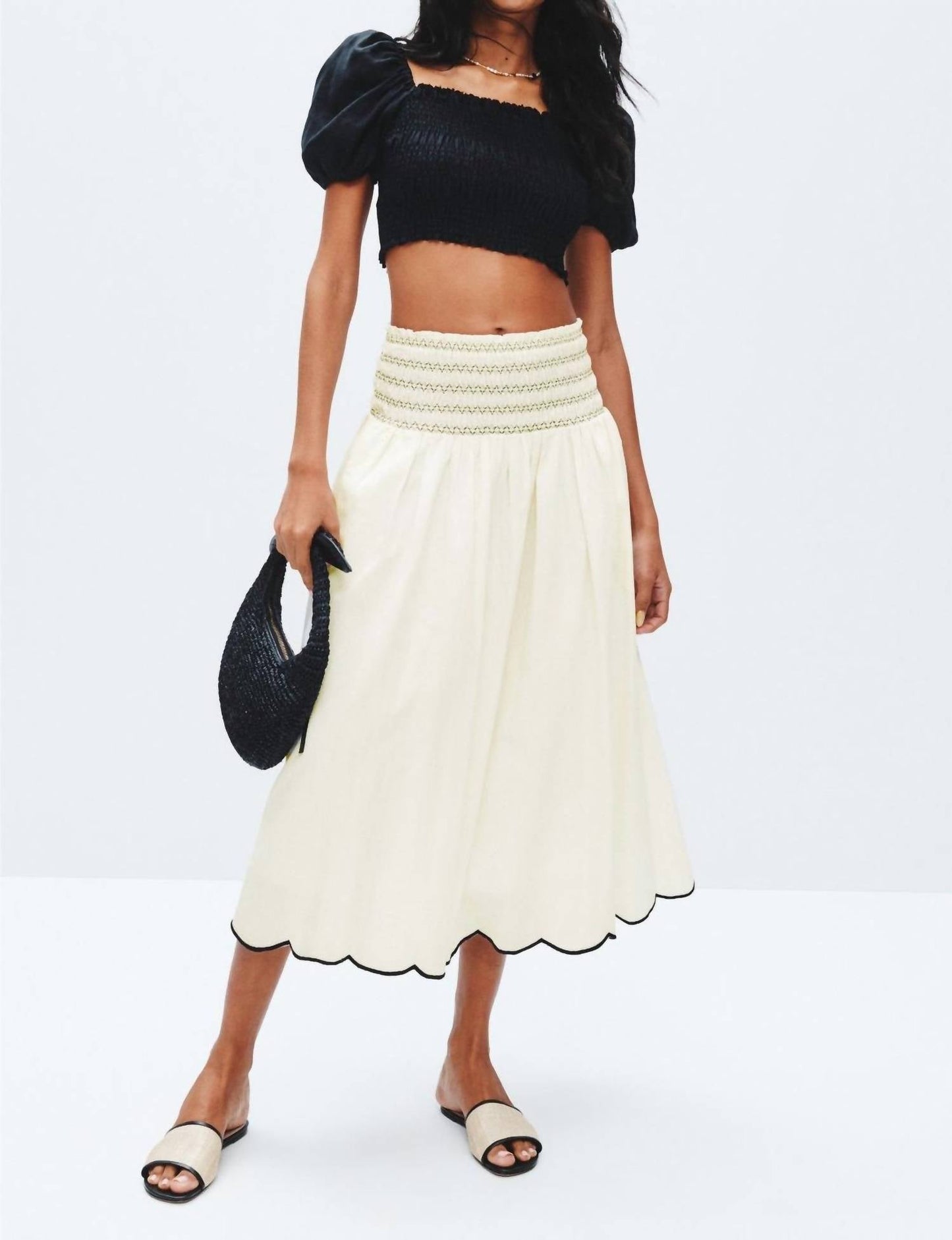 Fifteen Twenty - Elsa Smocked Waist Midi Skirt
