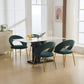 Velvet Fabric Dining Chair with Curved Backrest and Golden Metal Legs