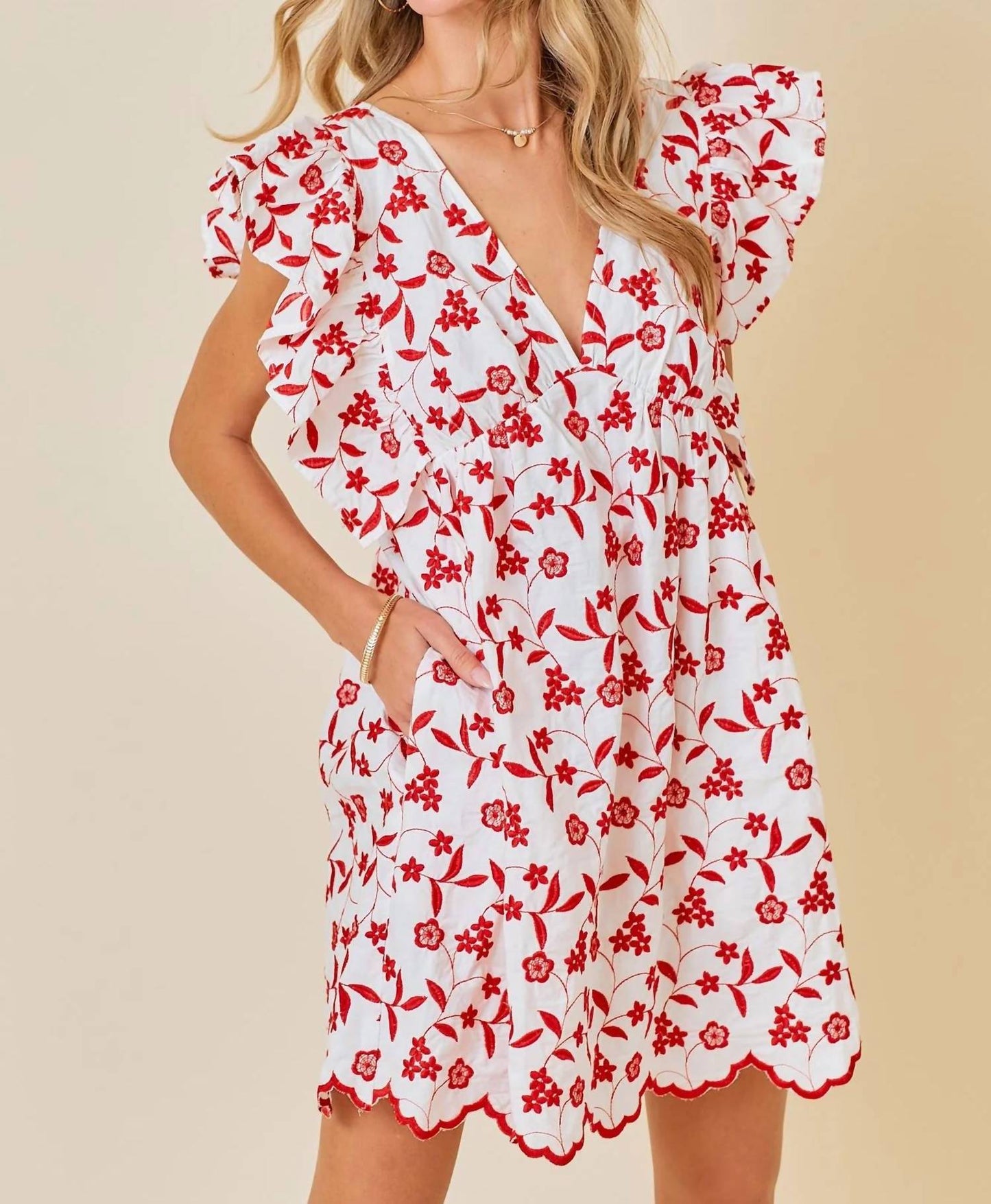 Day + Moon - Embroidered Floral Dress
