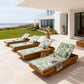 Acacia Wood Chaise Lounge with Teak Finish and Water-Repellent Cushion