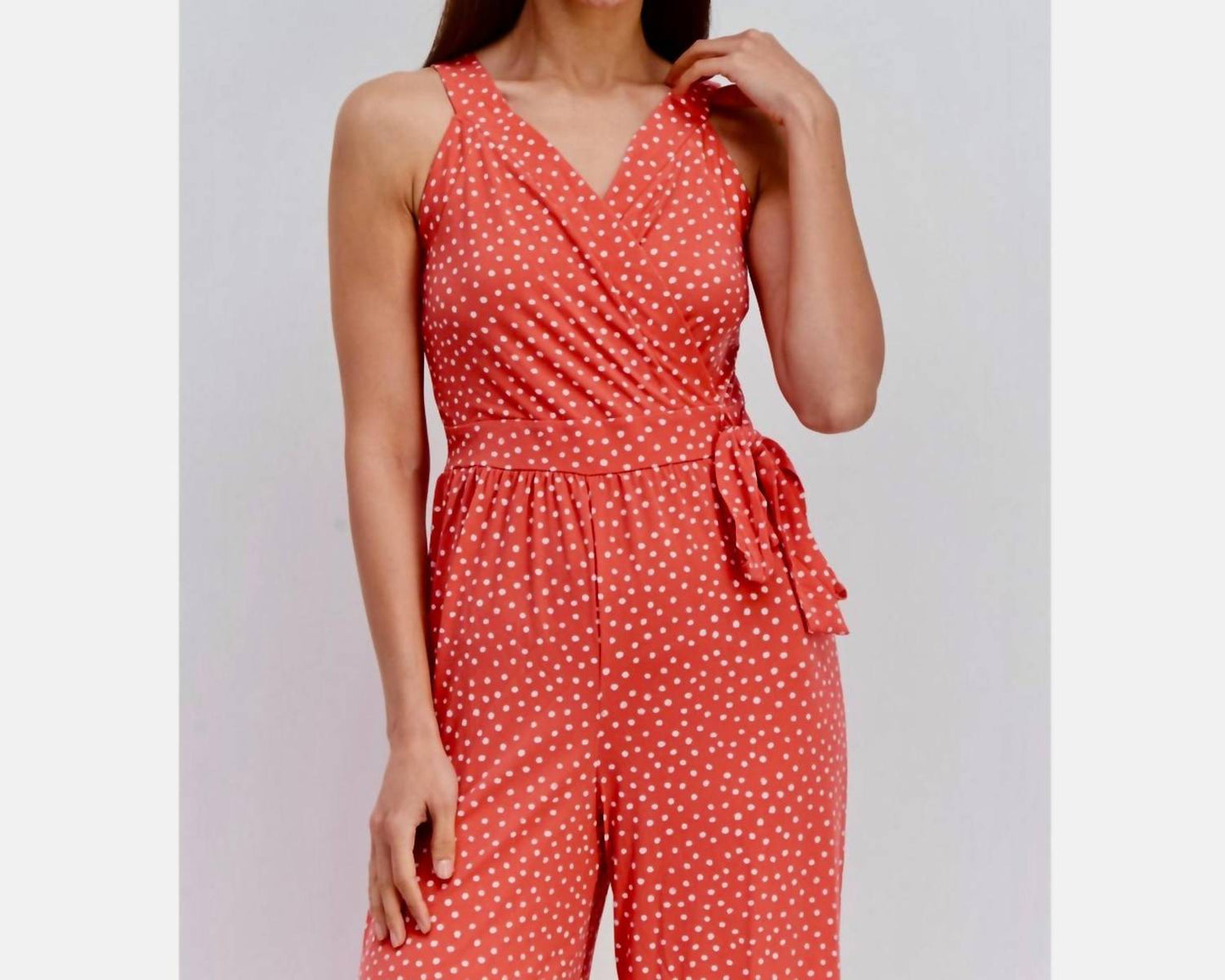 41 Hawthorn - Polka Dot Wide Leg V-neck Jumpsuit