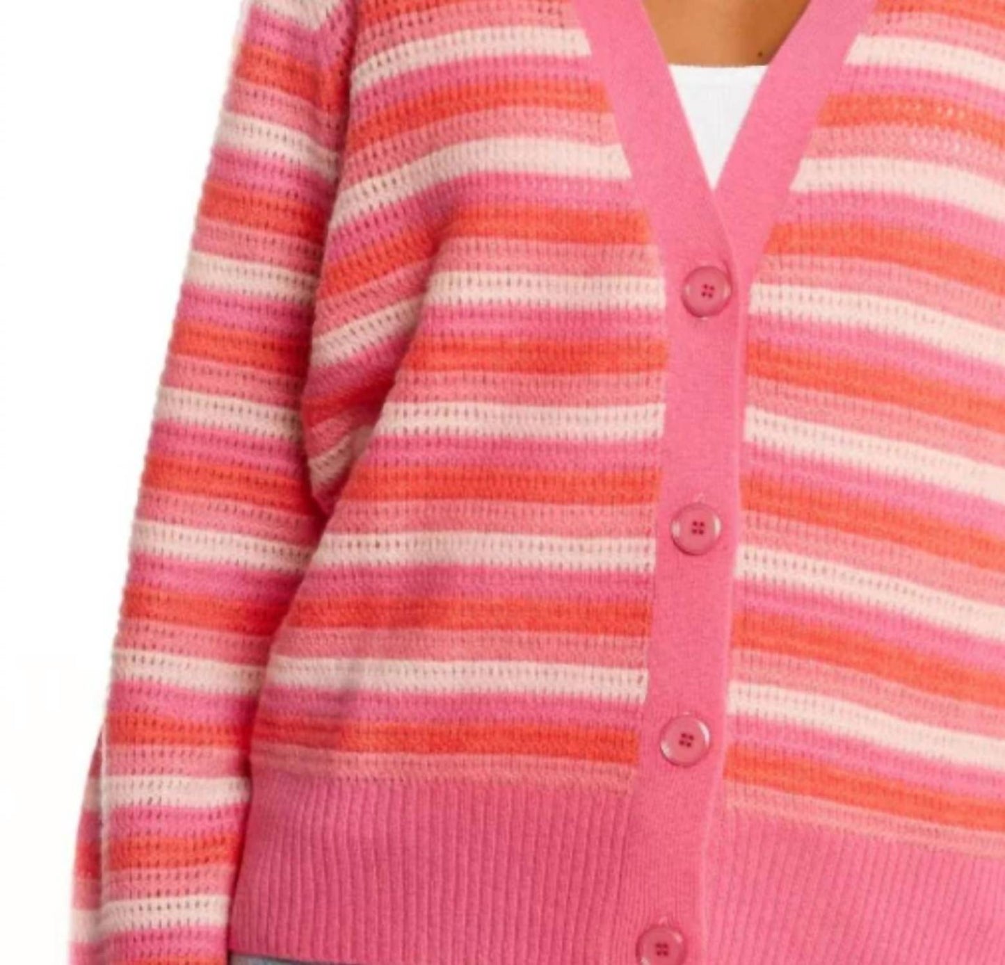 &Isla - Posey Open Stitch Stripe V-cardigan