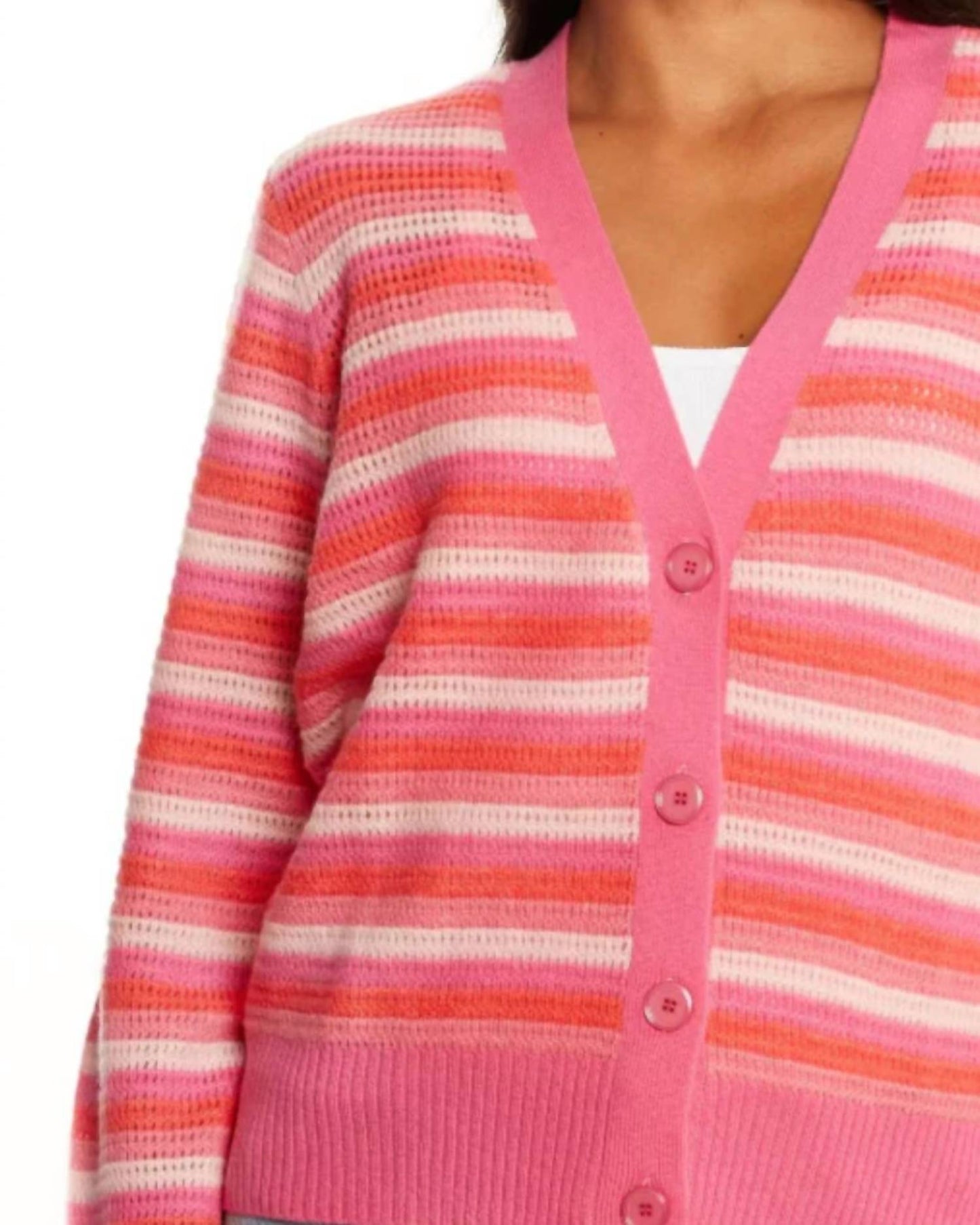 &Isla - Posey Open Stitch Stripe V-cardigan