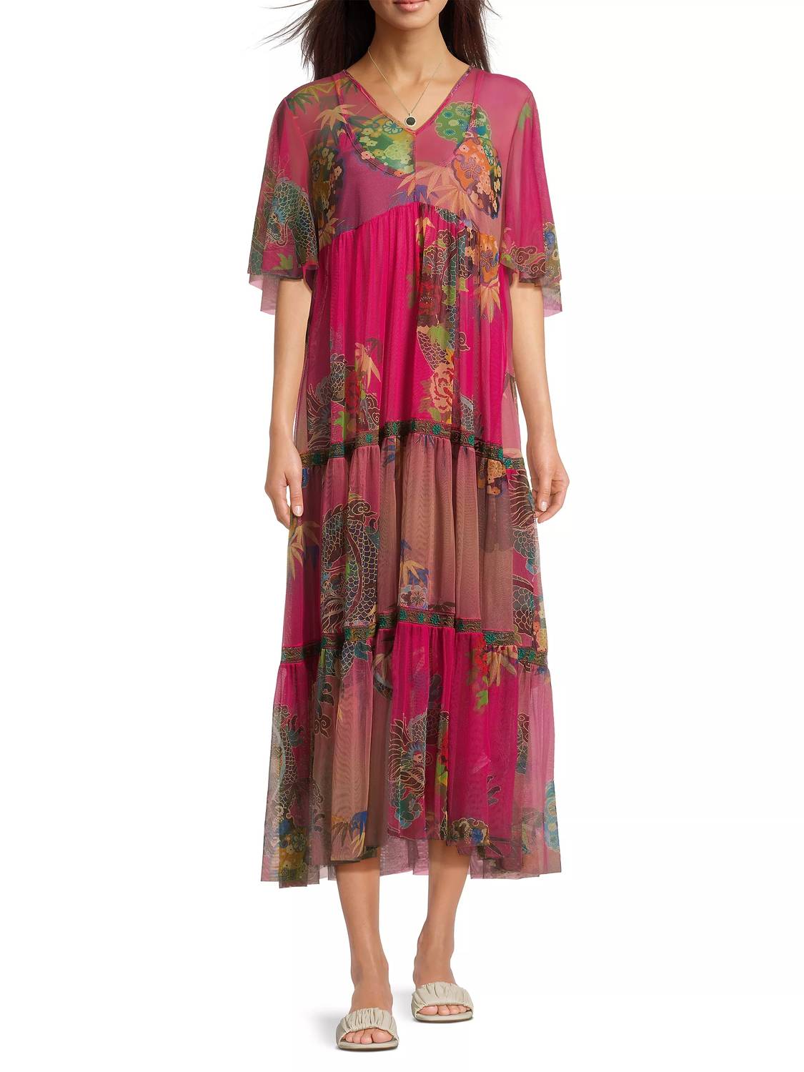 Johnny Was - Mazzy Tiered Dress With Slip