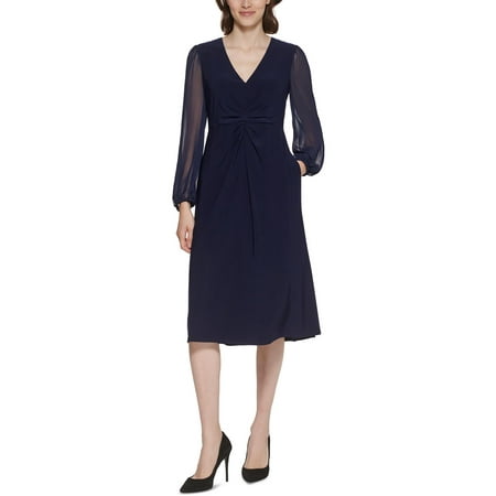 Jessica Howard Women's Petite Midi Dress with Chiffon Sleeves