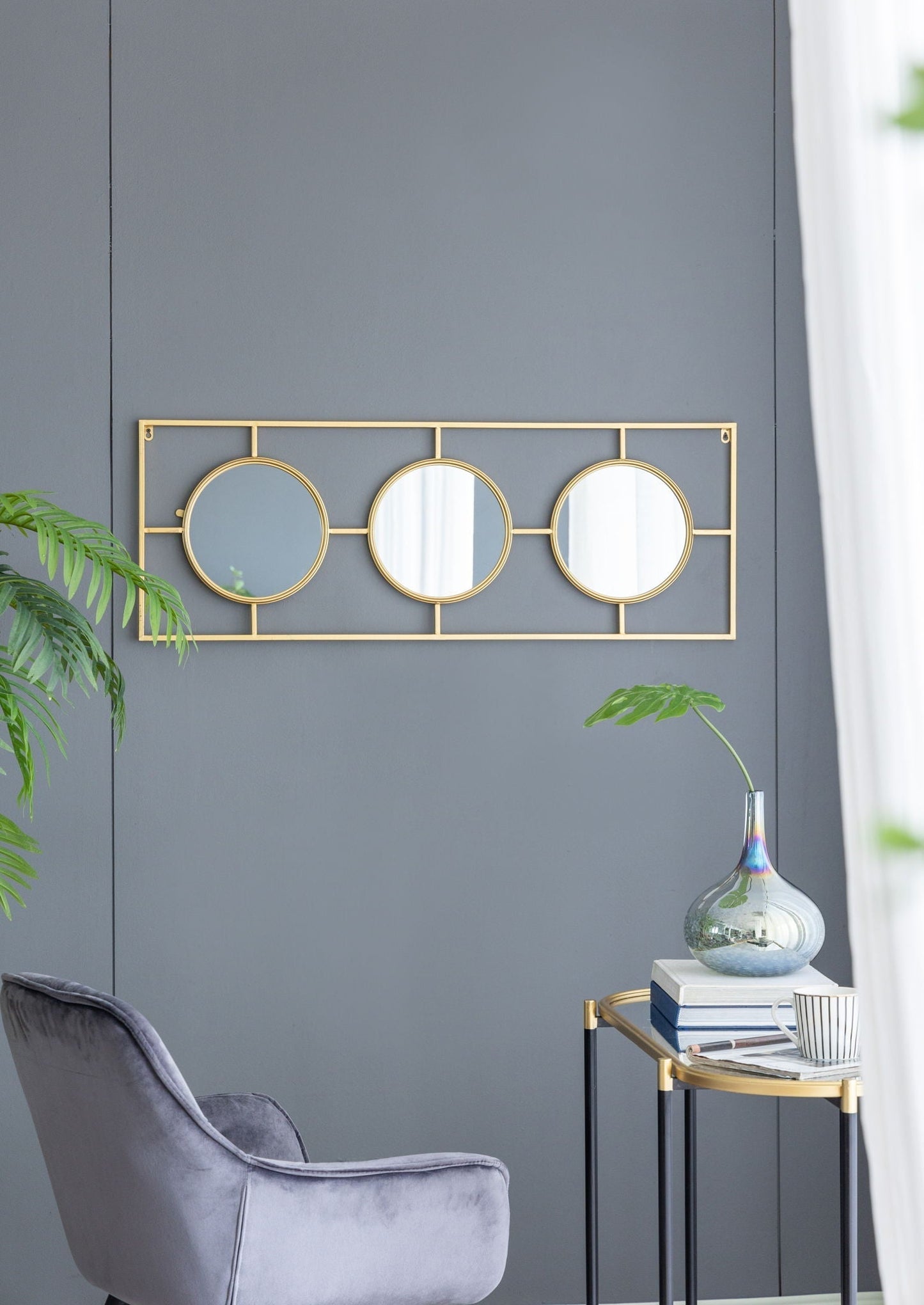 3 Mirror Piece Wall Mirror in Rectangular Frame