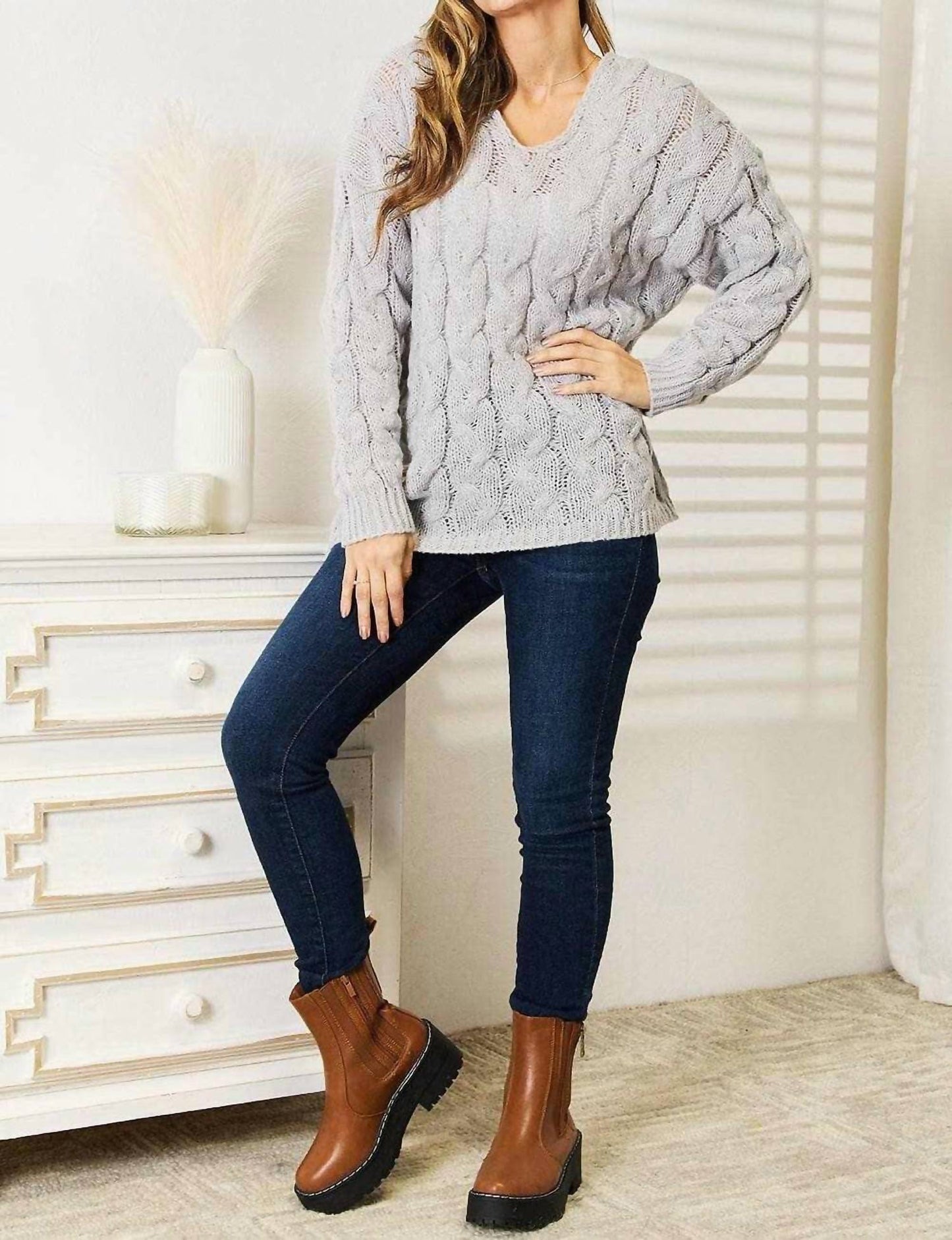 डबल टेक - स्नग केबल-निट हुडेड पुलओवर