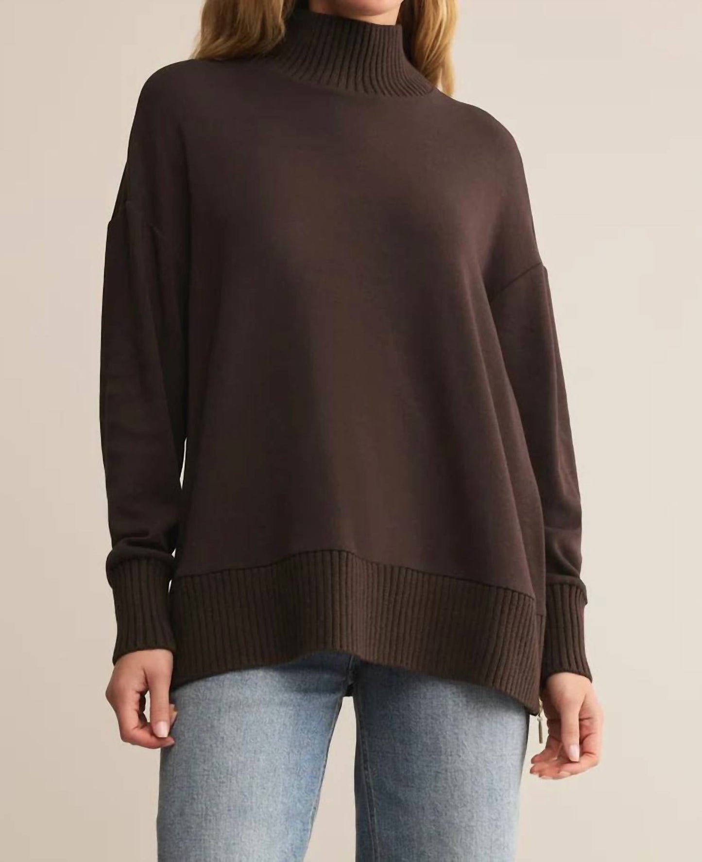 Z Supply - Sable Luxe Rib Mock Neck Sweatshirt