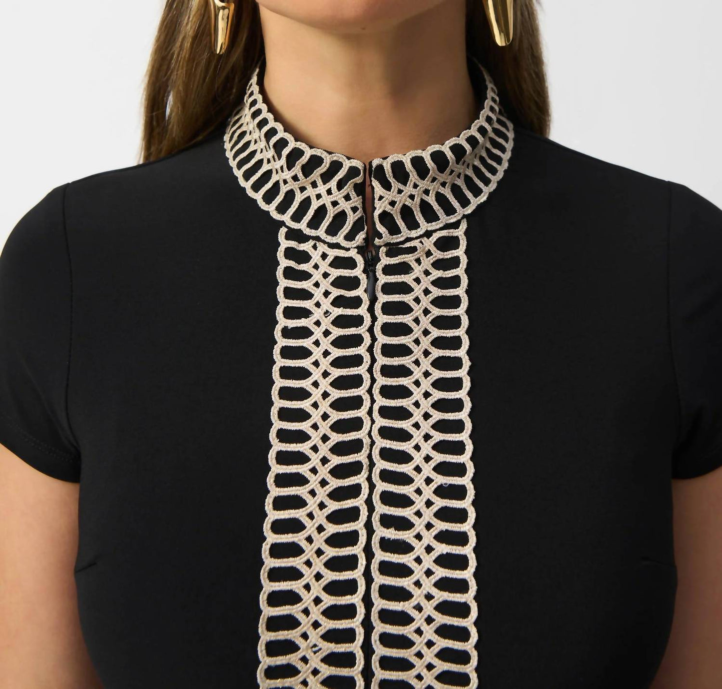 Joseph Ribkoff - Embroidered High Neck Sheath Dress