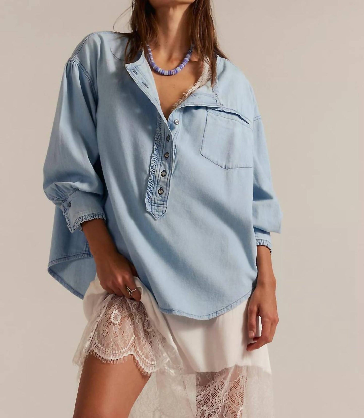 Free People - Denim Dreaming Pullover