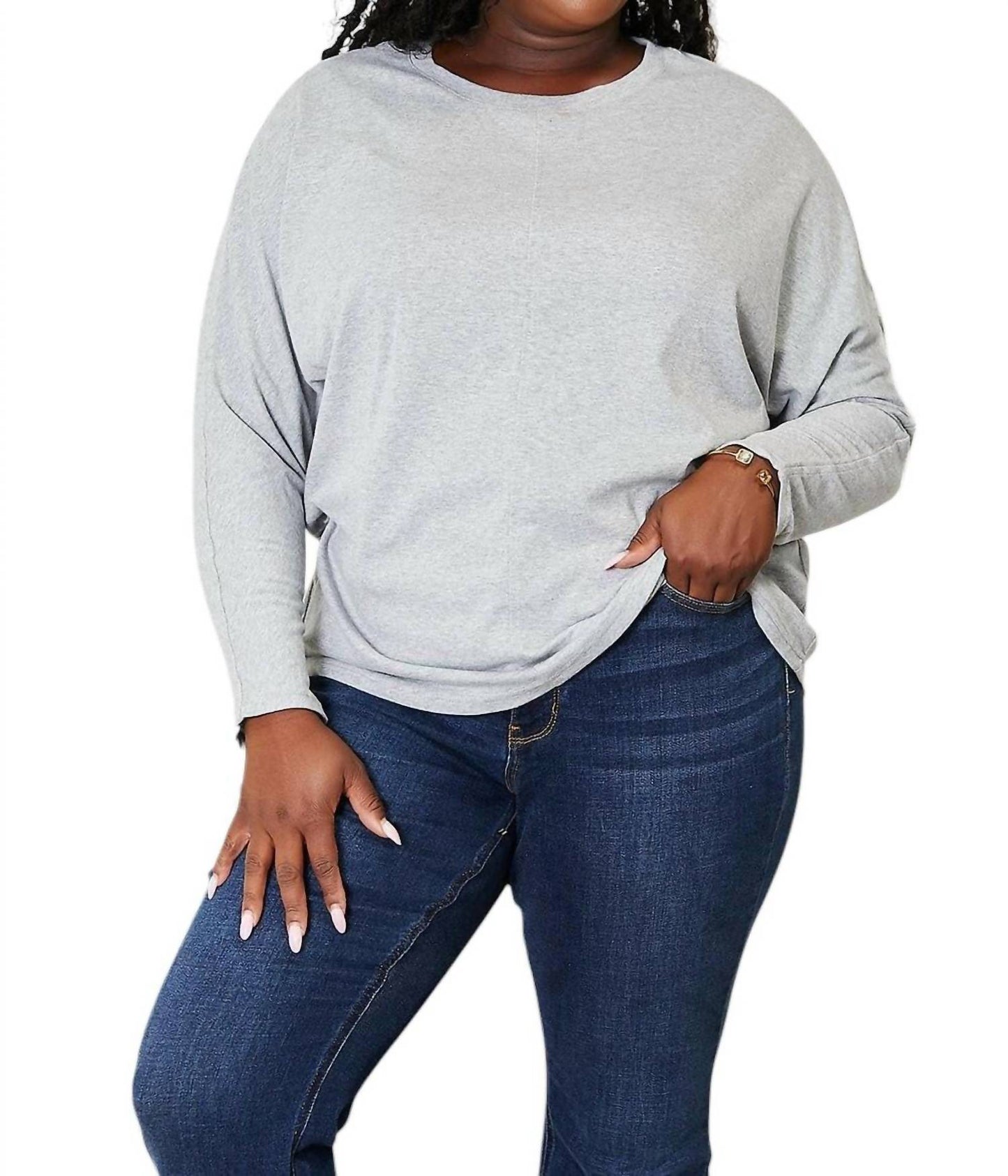Double Take - Seam Detail Round Neck Top with Sheer Sleeves