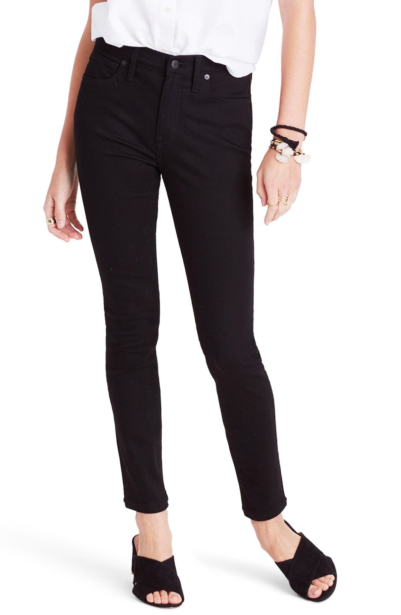 Women's Madewell 9-Inch High Waist Skinny Jeans, Size 23 Tall - Black