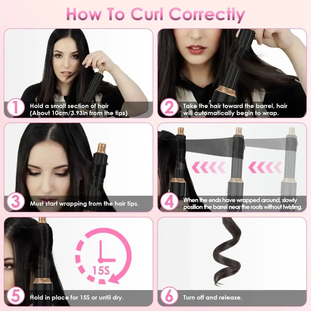 5-in-1 Black and Gold Ionic Hot Air Styler Set