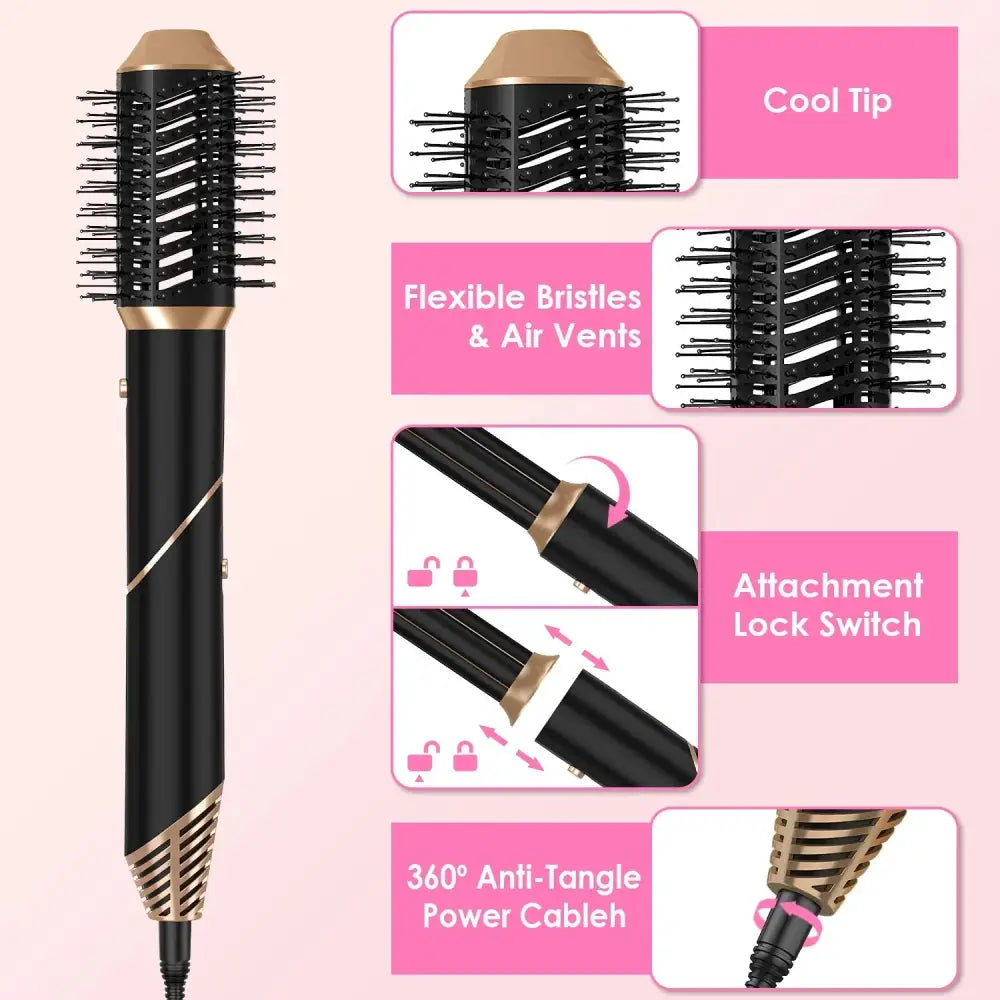 5-in-1 Black and Gold Ionic Hot Air Styler Set