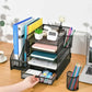 5 Tier Black Mesh Steel Desk Organizer with Side File Slots