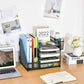 5 Tier Black Mesh Steel Desk Organizer with Side File Slots
