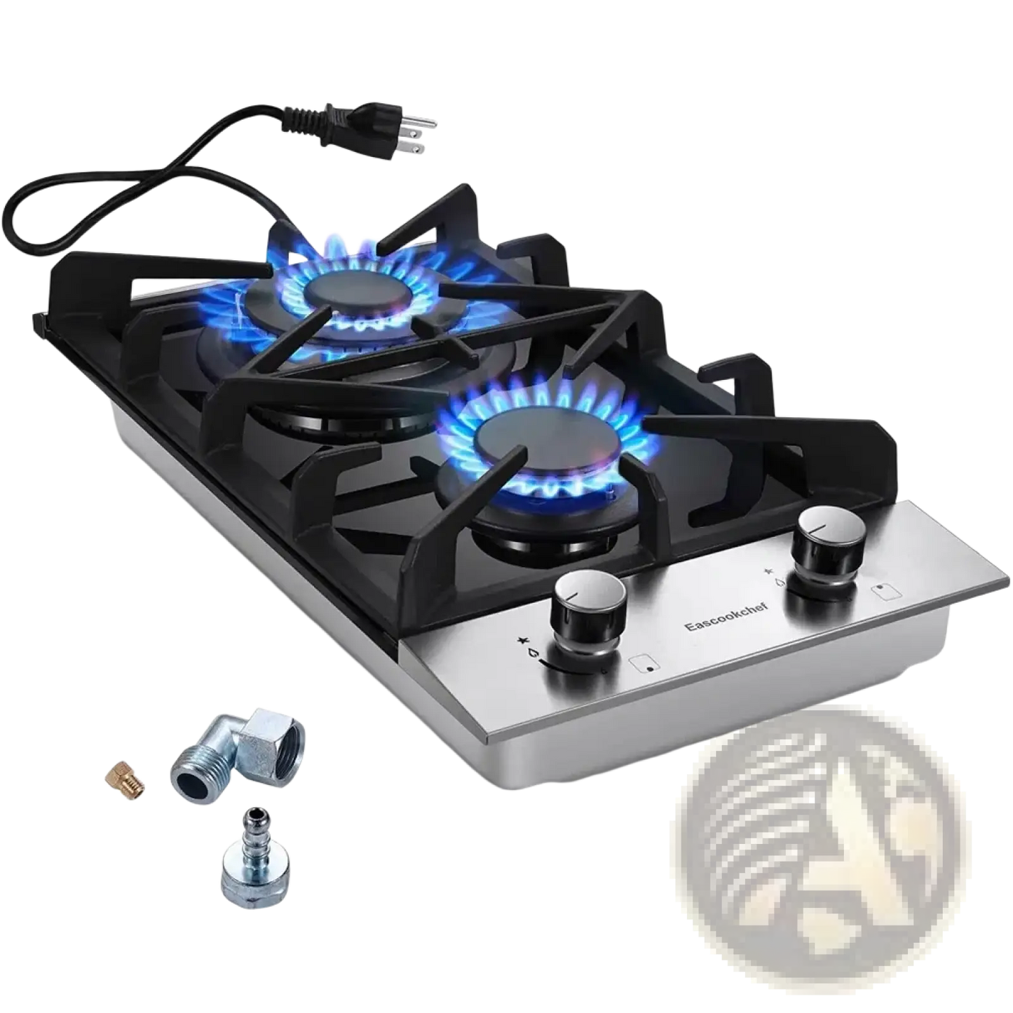 2 Burner Stainless Steel Gas Cooktop with Grates