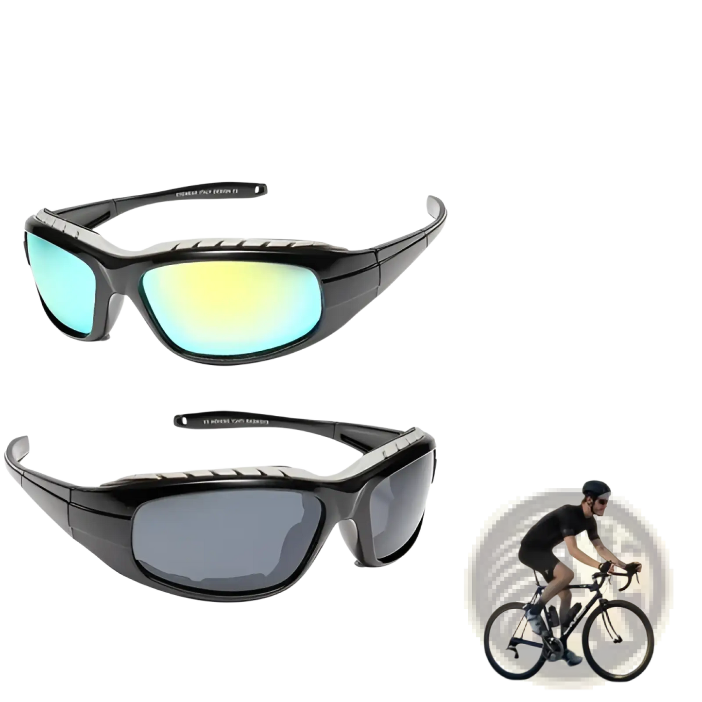 2 Pack Padded Motorcycle Riding Glasses with Uv400 Mirror Lenses