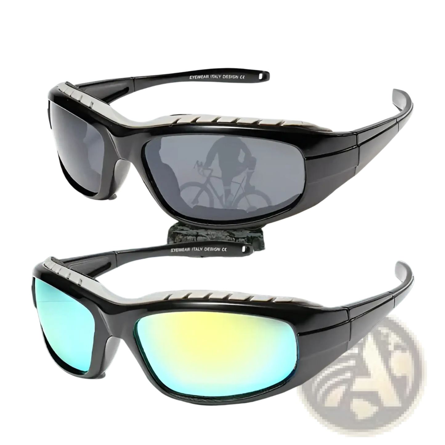 2 Pack Padded Motorcycle Riding Glasses with Uv400 Mirror Lenses