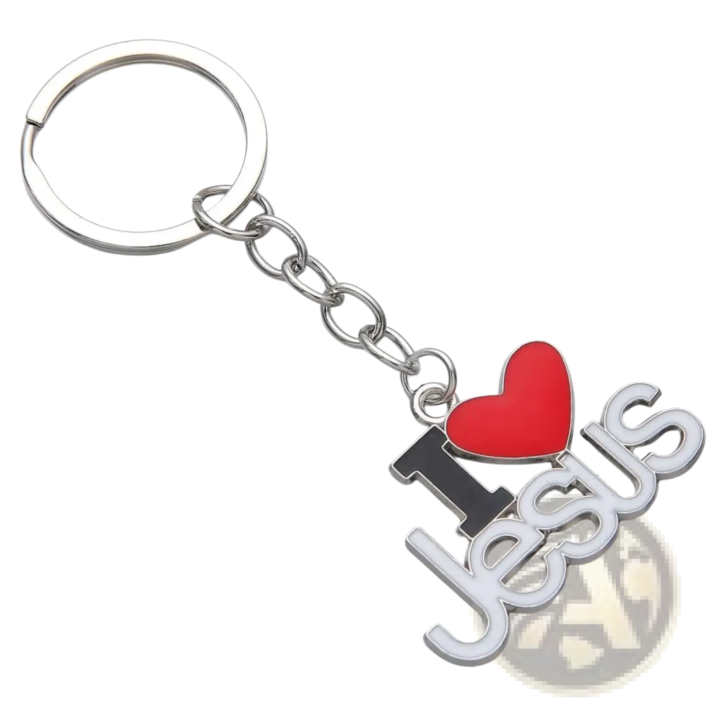 2-piece i Heart Jesus Silver Religious Keychain Set