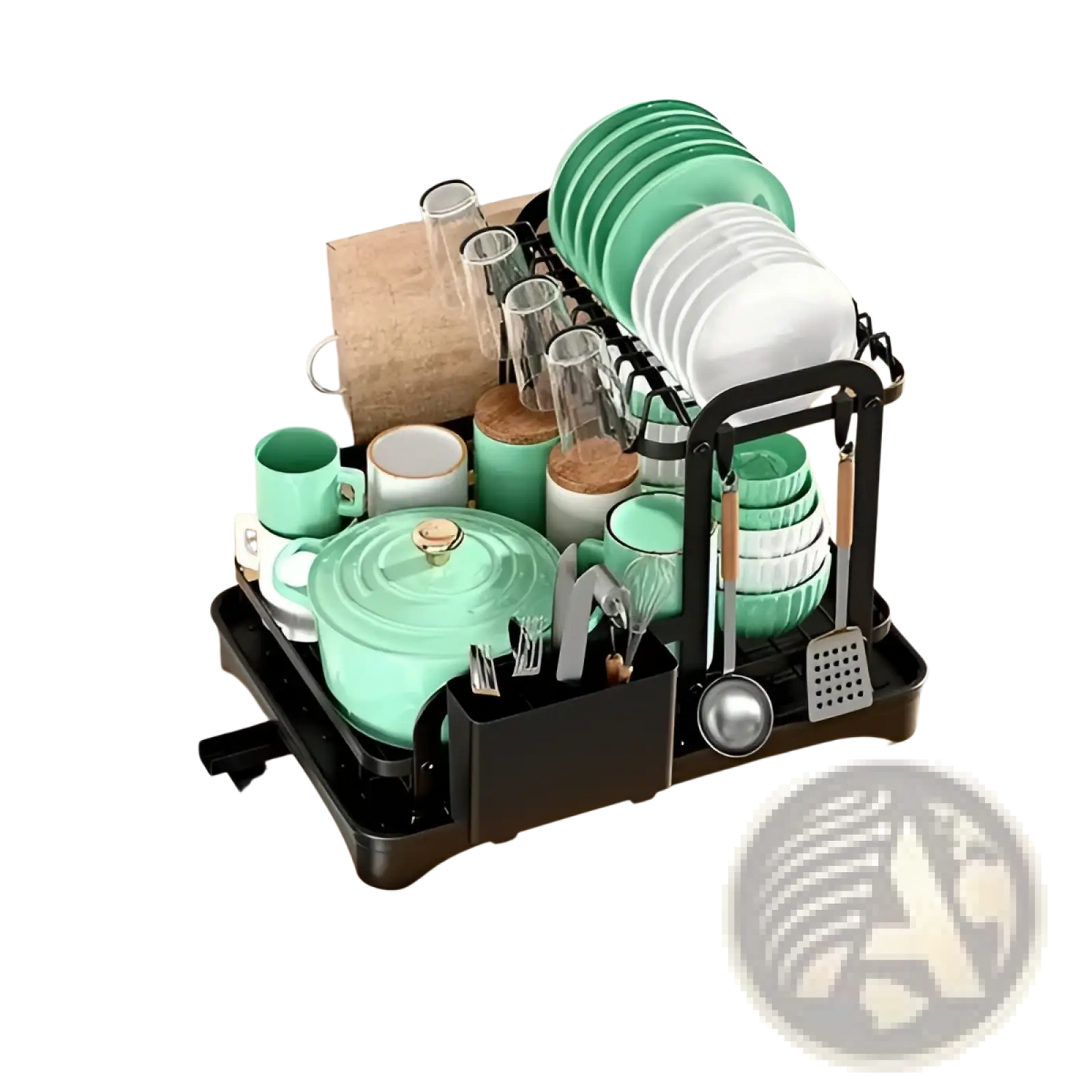 2-tier Dish Drying Rack with Automatic Drainage System