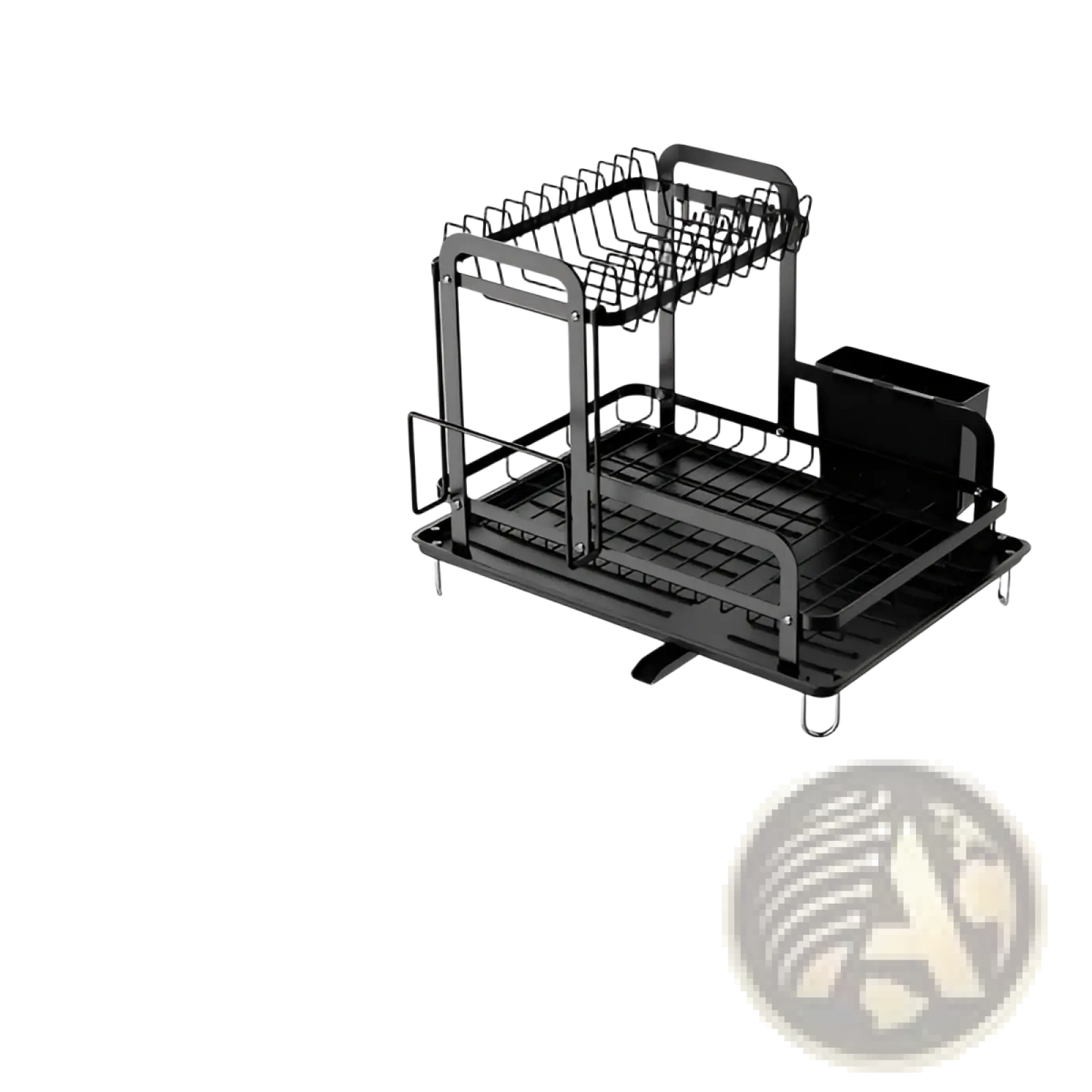 2-tier Dish Drying Rack with Drainboard and Wood Board