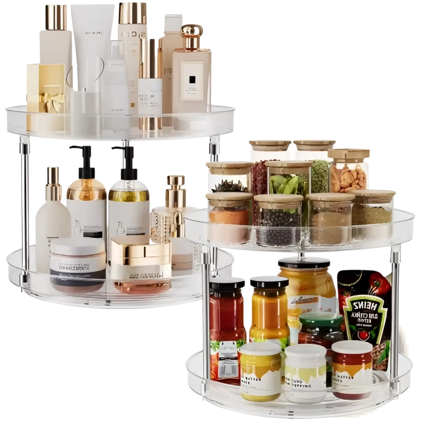 2-tier Rotating Spice Rack Clear Acrylic Turntable Pack of 2
