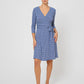 Leota Women's Perfect Wrap 3/4 Sleeve Dress Blue Size Medium