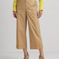 Lauren Ralph Lauren Women's Pleated Cotton Twill Cropped Pants Birch Tan Size 16