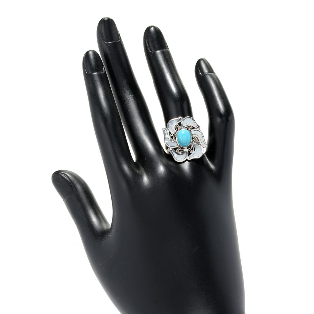 artisan-silver-by-samuel-b-sleeping-beauty-turquoise-mother-of-pearl-flower-ring-5-89-grams