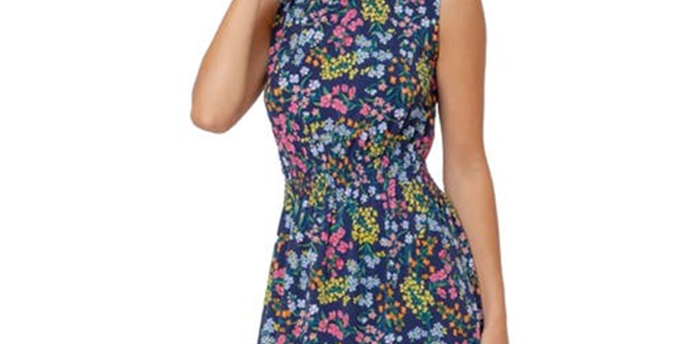 Leota Women's Samantha Floral Print Sleeveless Dress Blue Size X-Small