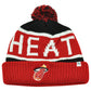 NBA '47 Brand HWC Miami Heat Calgary Red Cuffed Pom Beanie Knit Toque Skully Hat