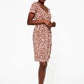Leota Sweetheart Faux Wrap Dress in Leo Coral Almond ,  Brown