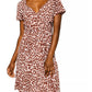 Leota Sweetheart Faux Wrap Dress in Leo Coral Almond ,  Brown