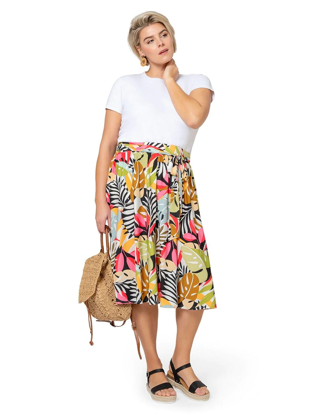 Leota Women's Mindy Skirt in Paradise Pop Black Multi Large Lord & Taylor Multi Size L