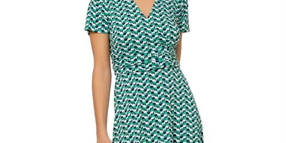 Leota Women's Amiya Geo Print Dress Green Size Medium