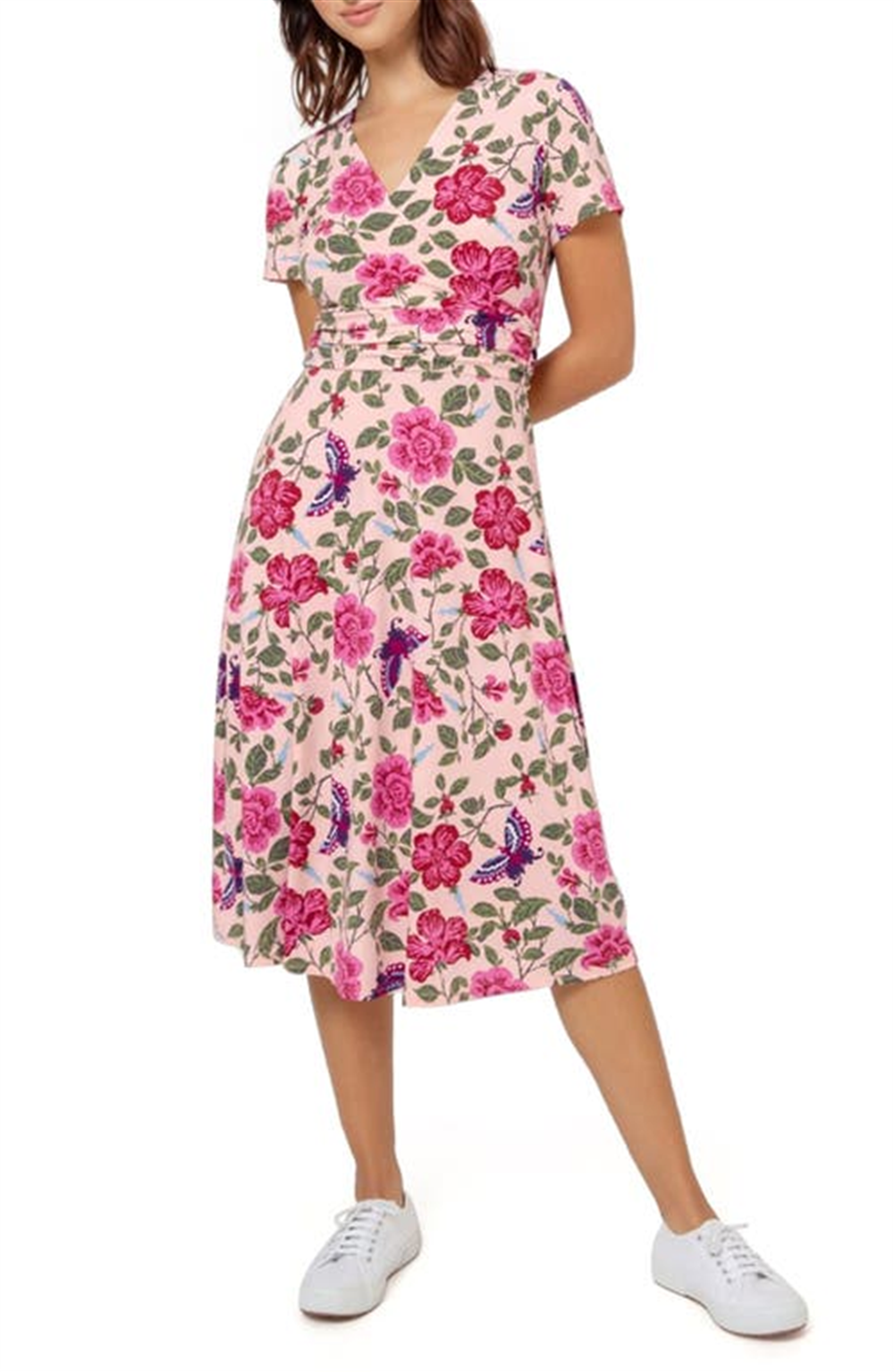 Leota Women's Amiya Floral Midi Dress Pink Size Medium