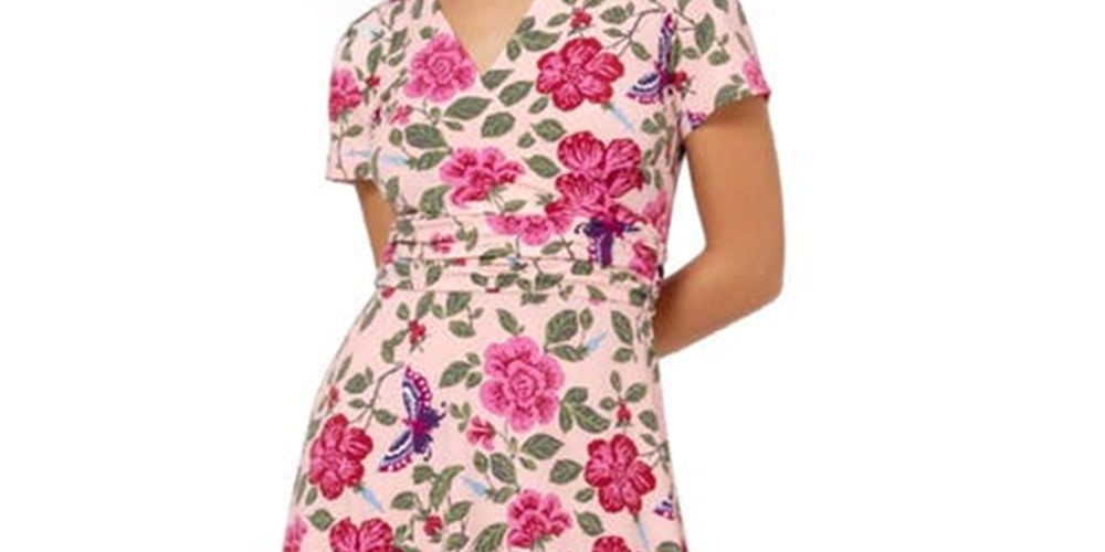 Leota Women's Amiya Midi Perfect Wrap Dress Pink