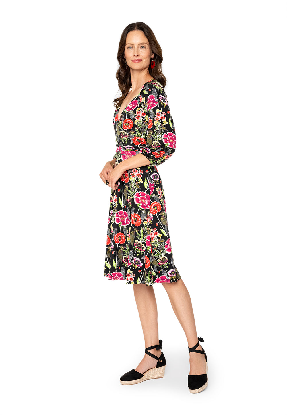 Leota Sweetheart Becca Dress Garden Party Black Multi