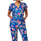 Leota Women's Gabriella Tie Waist Jumpsuit Blue Size Small