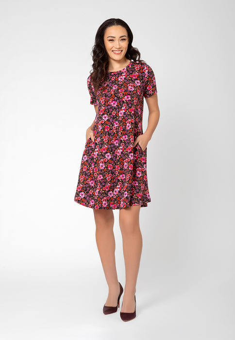 Leota Women's Maci Short Sleeve Jersey Dress Purple Size Small