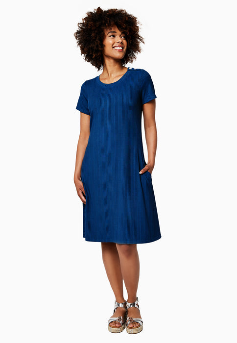 Leota Women's Maci In Rib Knit Dress Blue Size Medium