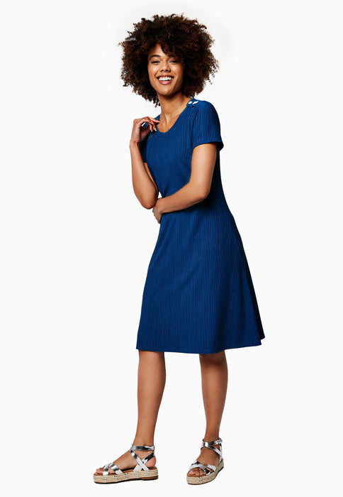 Leota Women's Maci In Rib Knit Dress Blue Size Medium