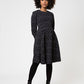 Leota Women's Lara In Diamond Lines Luxe Jacquard Dress Blue Size Small