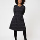 Leota Women's Lara In Diamond Lines Luxe Jacquard Dress Blue Size Small