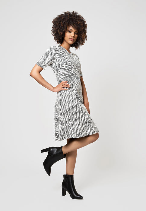 Leota Women's Lindsey In Ribbon Jacquard Dress  Gray