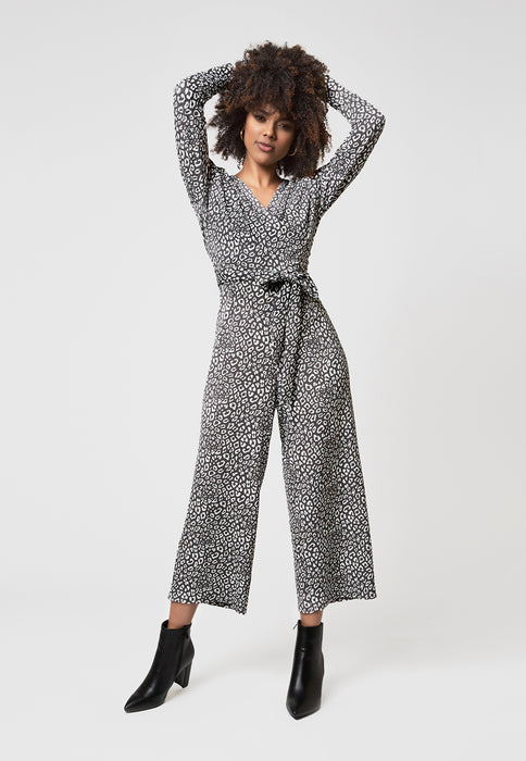 Leota Women's Kayla Cheetah Print Jumpsuit Gray Size XX-Large