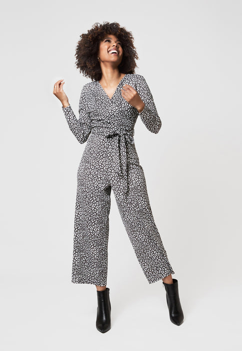 Leota Women's Kayla Cheetah Print Jumpsuit Gray Size XX-Large